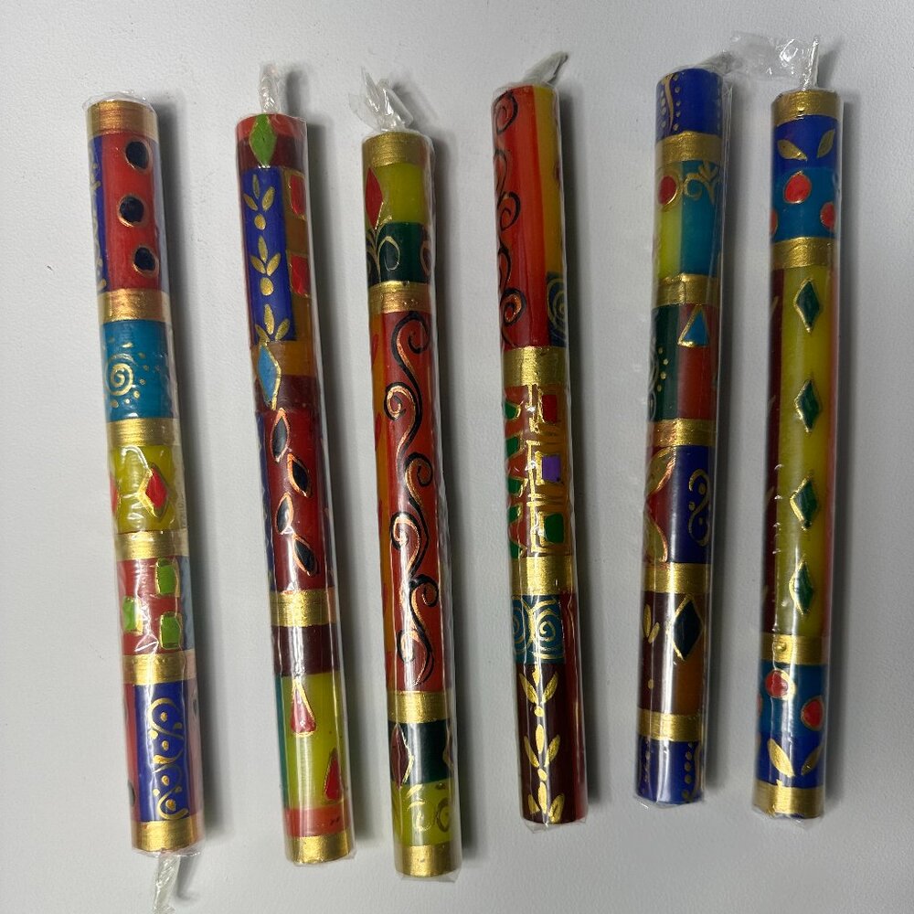 Petalura Hand Painted Golden Glow Candles - Set of 6
